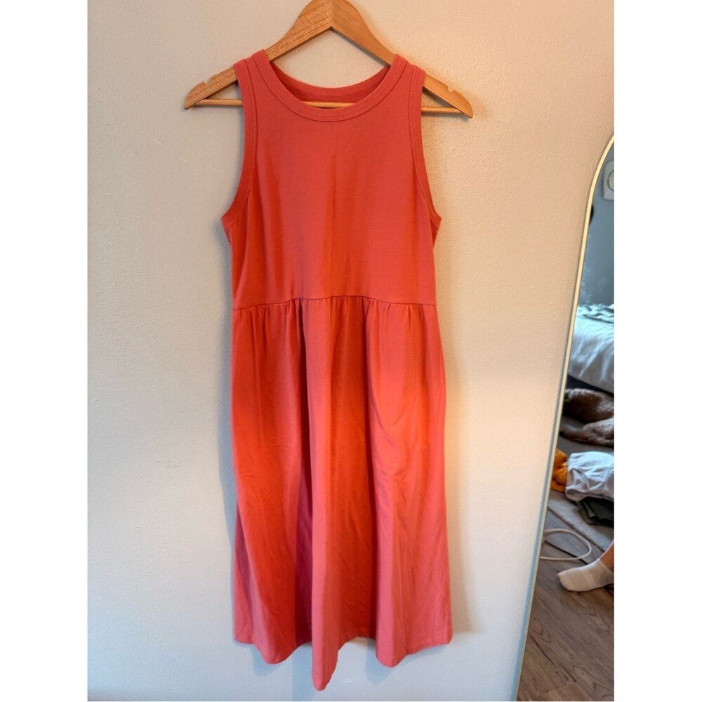 A new day Sleeveless Coral tank Midi Dress with pockets elastic waist